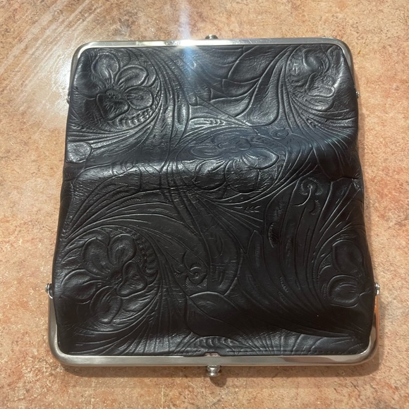 Hobo black leather wallet or clutch